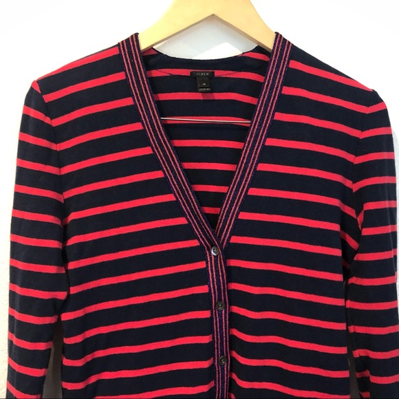J. Crew Blue & Pink Metallic Striped Cardigan - Picture 3 of 13